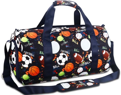 RHCPFOVR Gym Travel Duffle Bag for Boys - Deep Blue with Shoe & Wet Pocket, Kids Sports Overnight Bag