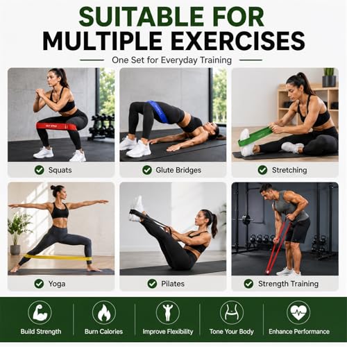 Multi-Color Resistance Bands Set of 5 for Full Body Workout, Yoga & Fitness