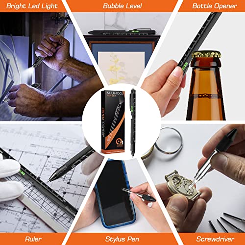 9 in 1 Multitool Pen - Black Stocking Stuffer for Men