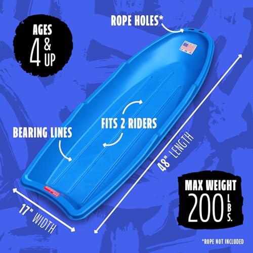 48-Inch Snow Sleds for Kids & Adults - 3-Pack Toboggan Set