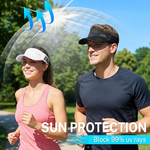 Lightweight Quick-Dry Sun Visor Hat - Black | UPF 50+ for Sports