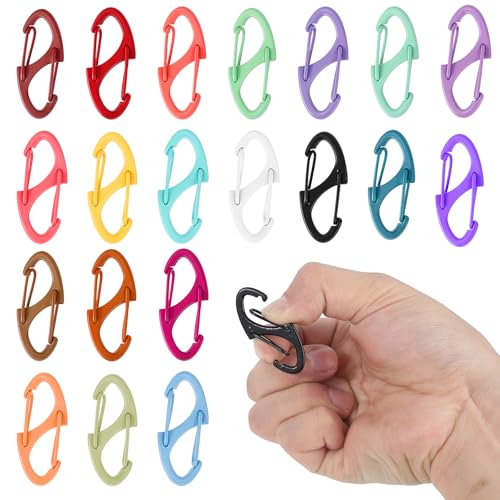 20 Pcs Mini Alloy Carabiner Clips - Dual Opening Keychain Hooks