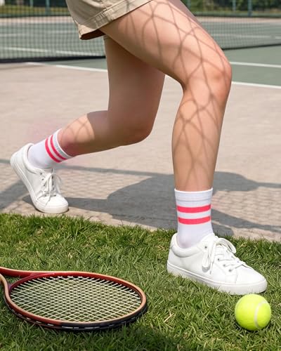 Unisex Athletic Crew Stripe Socks - Deep Pink