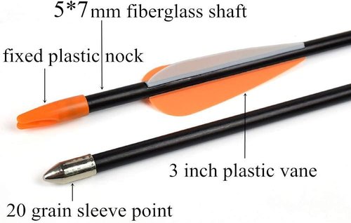 Elong Fiberglass Arrows - Target Shooting Practice for Youth & Beginners | 24-30 Inch Sizes