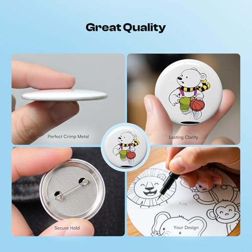 Caydo 200 Sets 58mm Button Maker Supplies for DIY Custom Buttons