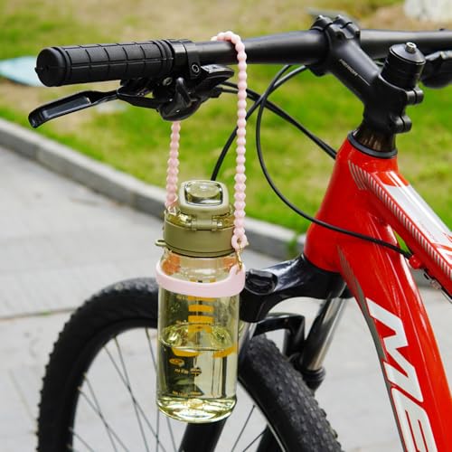 Water Bottle Handle - Soft Silicone Sling, Adjustable Strap - Pink