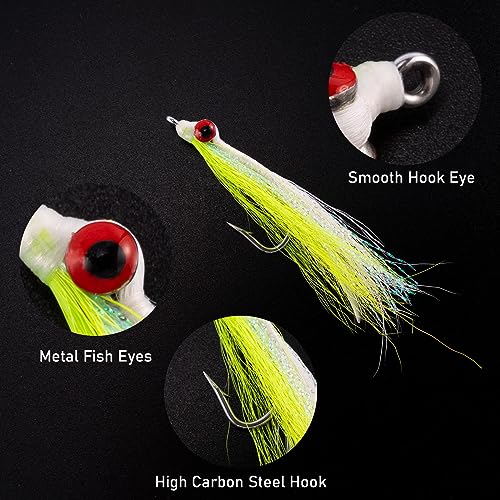 Dr.Fish 6 Pack #1/0 Fishing Flies Streamer Bass & Saltwater Lures