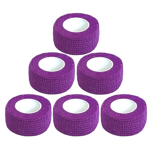 Self-Adhesive Cohesive Bandage Wrap - 6 Pack, 1 Inch x 5 Yards, Purple