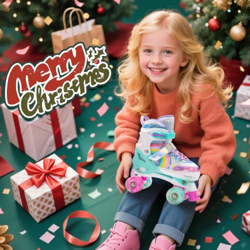 Adjustable Rainbow Unicorn Roller Skates for Kids 3-12