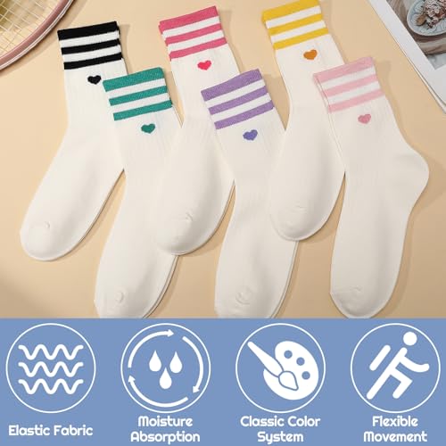 Heart Crew Socks - 6 Pairs Athletic Socks, Large Mix Color1