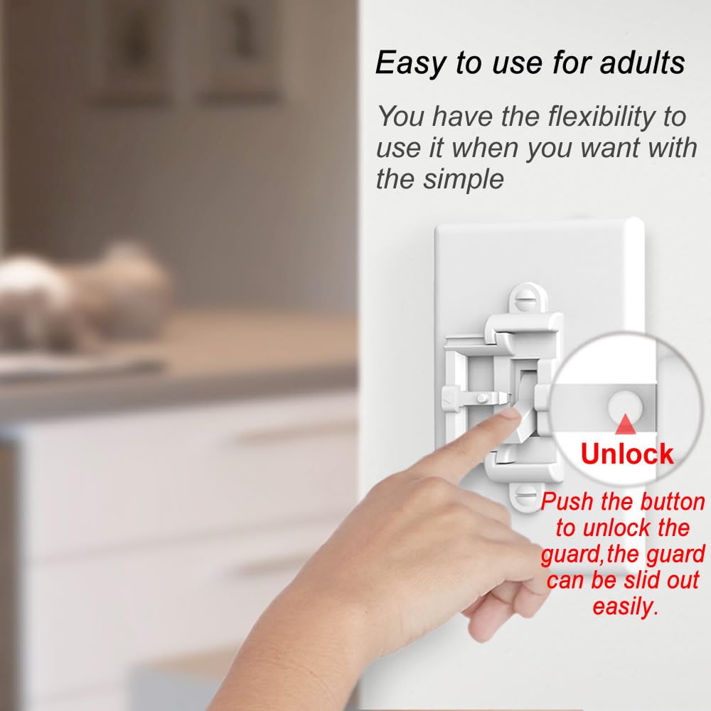 Light Switch Cover Guard,Toggle Lightswitch Coverplate Lock,Child Proof Light-Switch Plate Cover Prevents Kids or Accidental Turned On/Off (Gross White, 8 Pack)