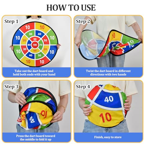 Large Sticky Dart Board for Kids - 29 Inch with 12 Balls & Darts