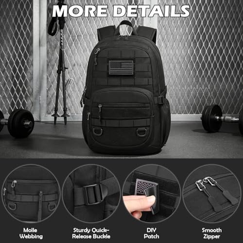 PRYXON 25L Military Tactical Backpack Molle Daypack Black – 3 Day Assault Pack