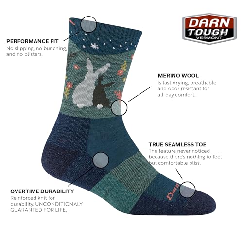 Darn Tough Women's Critter Club Micro Crew Lightweight Cushioned Socks Medium Eclipse