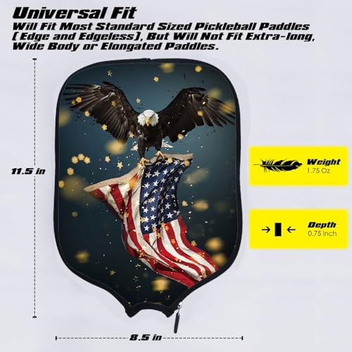 Personalized Pickleball Paddle Cover - American Flag Design