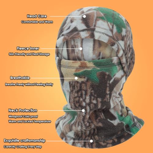 Thermal Fleece Balaclava Ski Mask - Cold Weather Face Cover - Large, Black