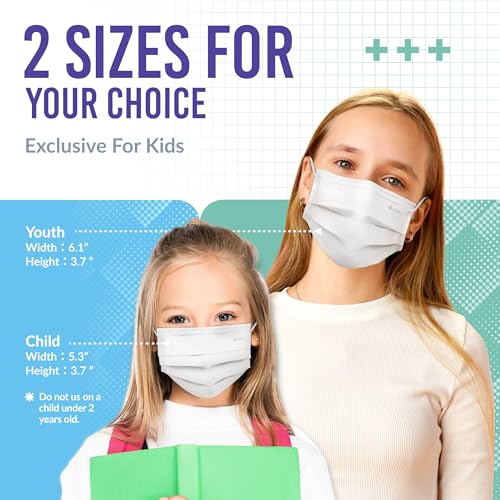 Disposable Face Masks for Kids and Adults - 3 Size Options