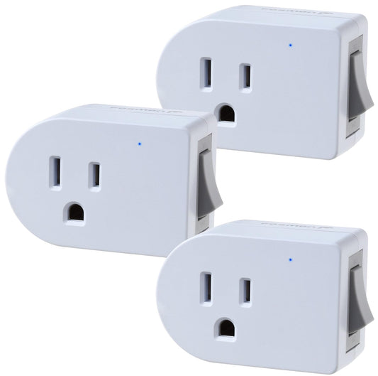 Fosmon Grounded Outlet Switch, ON/Off Switch (3 Pack), 3 Prong Plug in Electrical Switch, 245J Single Port Electric Switch Adapter Surge Protector, Power Switch Outlet Extender, White, ETL Listed