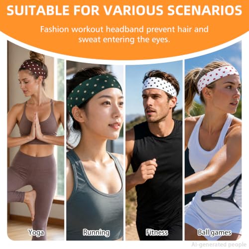 VANRUID 8PCS Polka Dot Summer Elastic Non-Slip Hair Headbands for Women