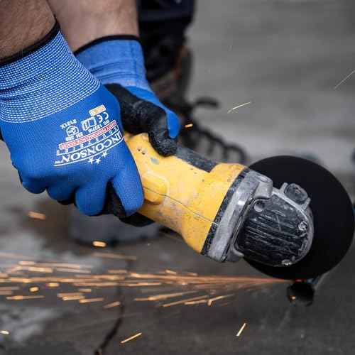 linconson 12 Pack Safety Performance Series Construction Mechanics Wrinkle Latex Work Gloves