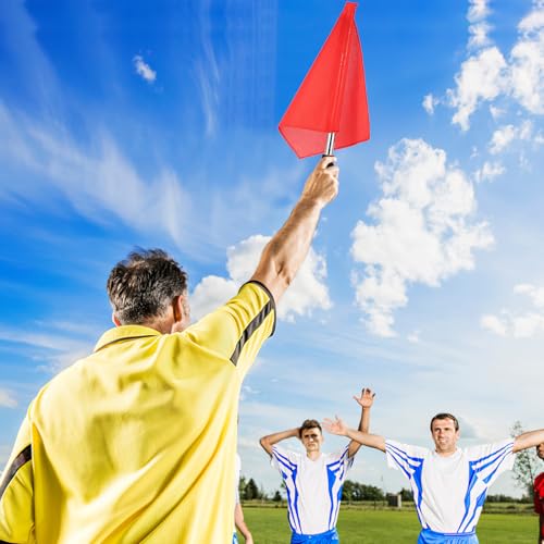 4-Piece Soccer Referee Flags Set with Sponge Handle & Steel Pole
