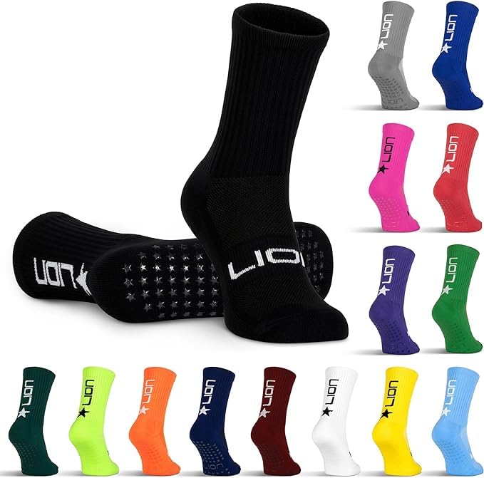 Soccer Grip Socks - Large Black - Youth & Adult Sizes Available