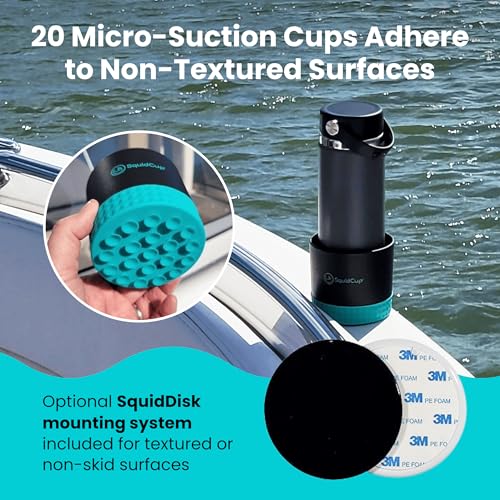 SquidCup Two-Pack Non-Tipping Boat Cup Holders - Black/Teal 12-30 oz Anti-Spill Suction