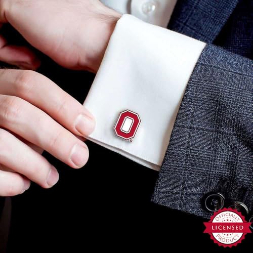 Ohio State O Logo Cuff Links - Sterling Silver Enamel Pair