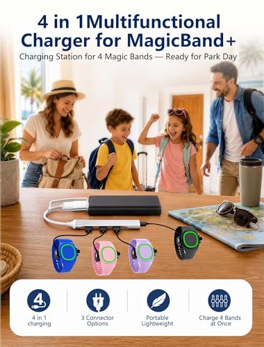 4 Port Charger for MagicBand+ - Silver Charging Station