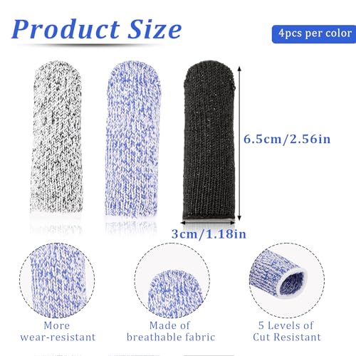 Cut Resistant Finger Cots - 12 Pack Reusable Finger Protectors