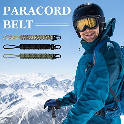 550 Paracord Lanyard Keychain - Black, Green, Camouflage Green - 3 Pcs
