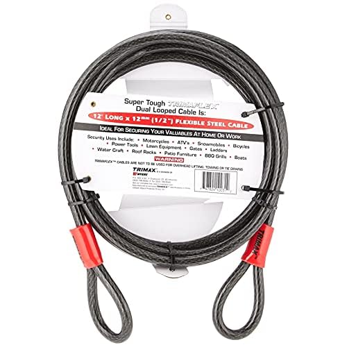 Trimax TDL1212 Trimaflex Dual Loop Multi-Use Cable (12 ft Long x 12mm), Steel
