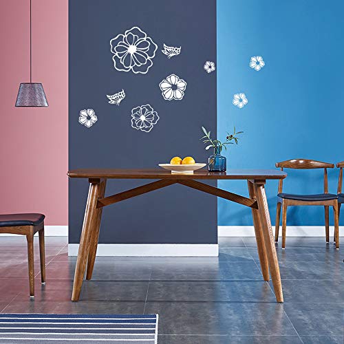 5 Sheets White Flower Wall Stickers, DIY Butterfly Wall Decals Art for Bedroom Sofa Background, Different Sizes and Shapes Stickers, Offices Living Room Classroom Home Decoration (White Flower)