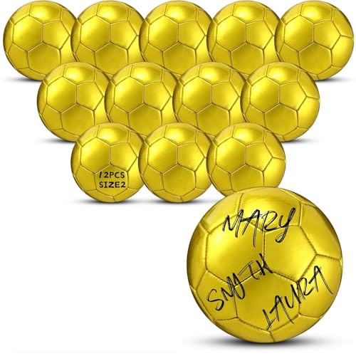 WinnerWhy Gold Size 2 Autograph Soccer Ball Set – 9 Mini Trophy Balls with Pump