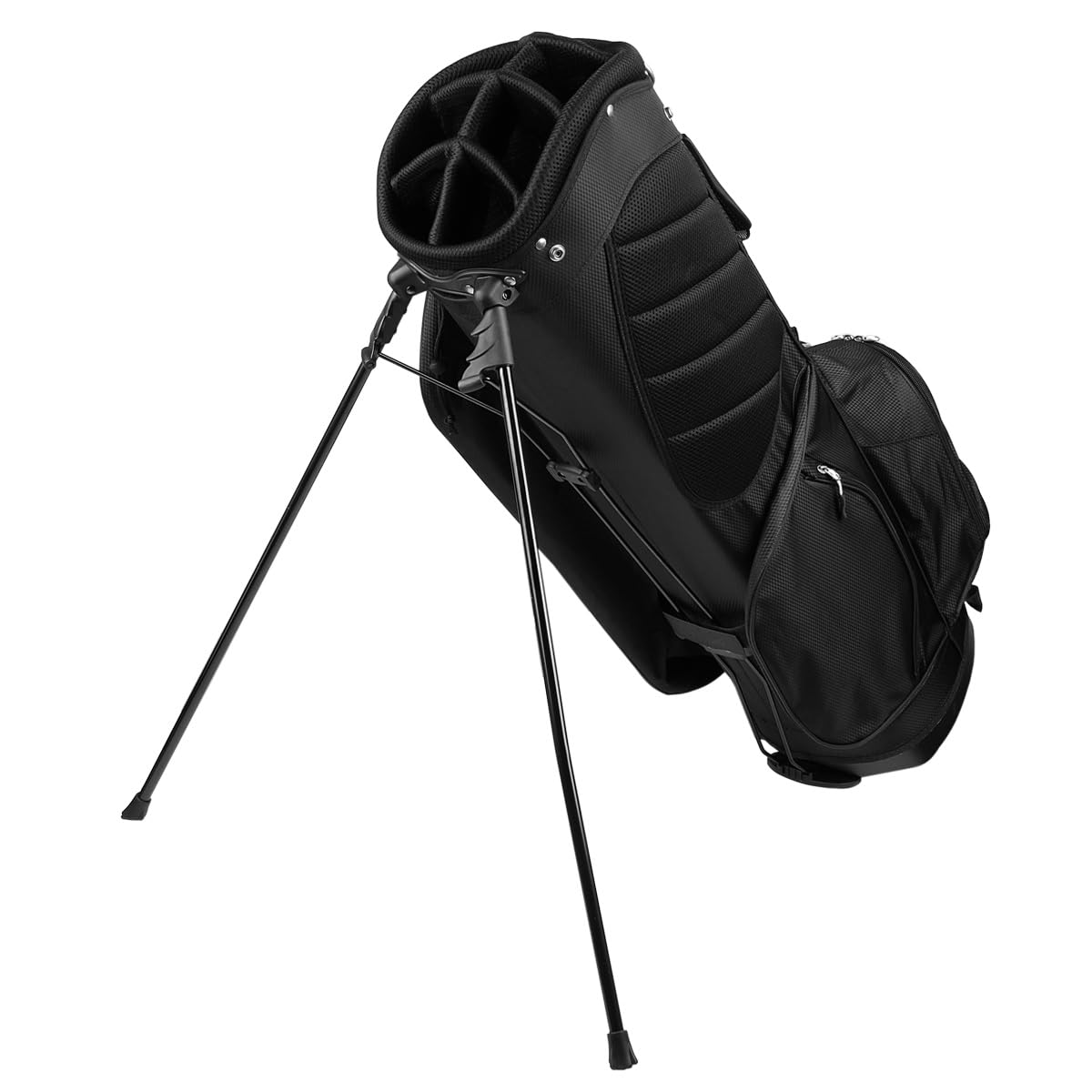 Orlimar SRX 7.4 Golf Stand Bag, Black Lightweight Golf Club Bag for Men & Women with 7 Way Divider Top 4 Zippered Pockets Rain Hood Cover Padded Double Carry Strap Umbrella Holder