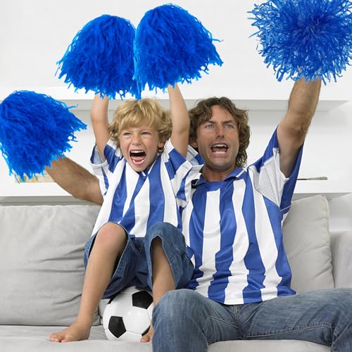 18PCS Blue Cheerleading Pom Poms for Sports & Parties