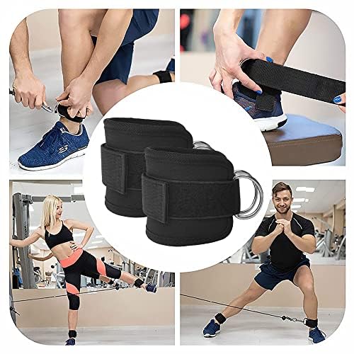 Adjustable Fitness Ankle Straps with Padded Cuffs - Single Black