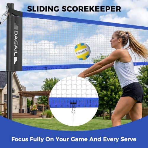 Portable 20FT Volleyball Net Set with Carry Bag - Blue