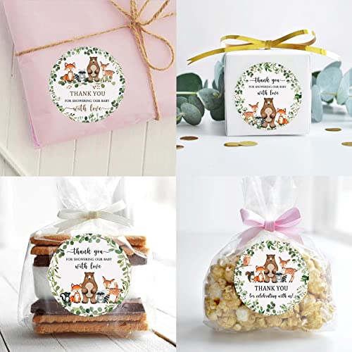 Woodland Thank You Favor Stickers - 80 Pack, 2" Round