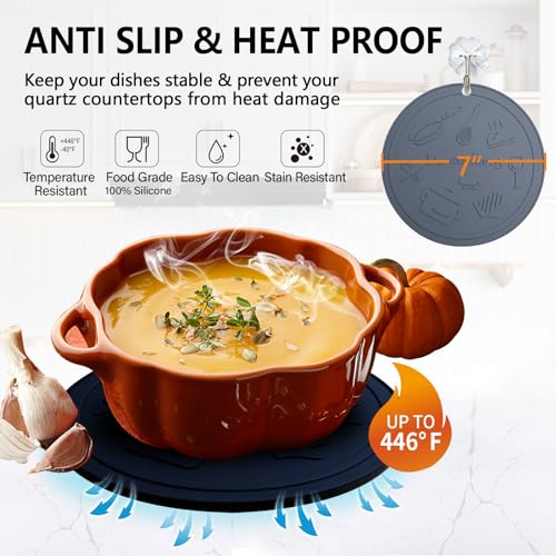 Silicone Trivet Mats - Heat Resistant Pot Holders, Non-Slip - Black Gray