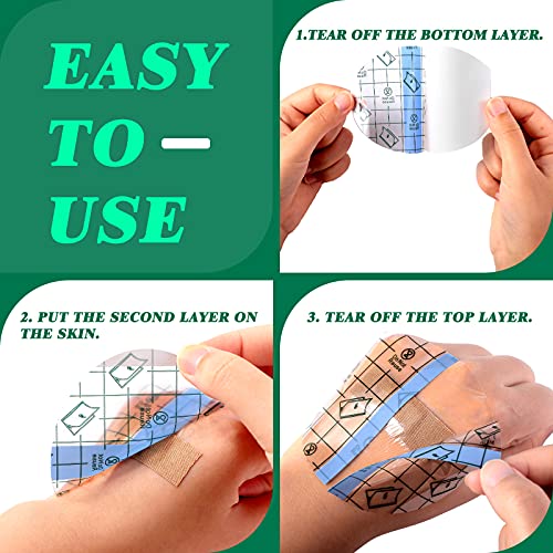 Nuanchu 60 Pcs Waterproof Transparent Adhesive Bandages 3.2 x 4 Inch