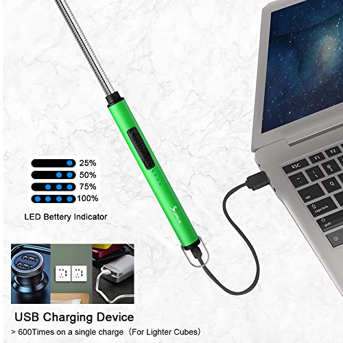 360° Flexible Neck USB Rechargeable Glowing Lighter - Green