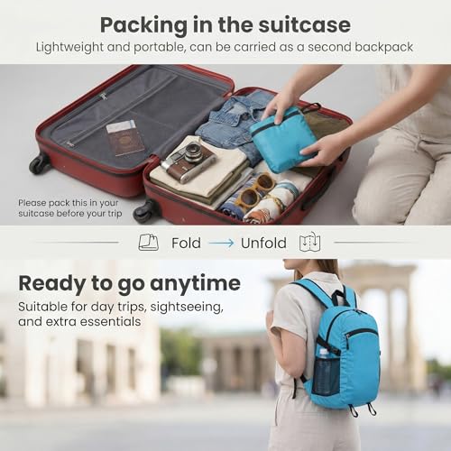 Five Substances 30L Black Foldable Hiking Backpack - Lightweight & Water-Resistant Daypack
