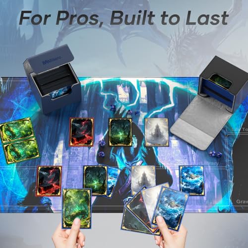 Card Deck Box for 100+ Cards with Magnetic Closure & Dividers - Black B2-Horizontal