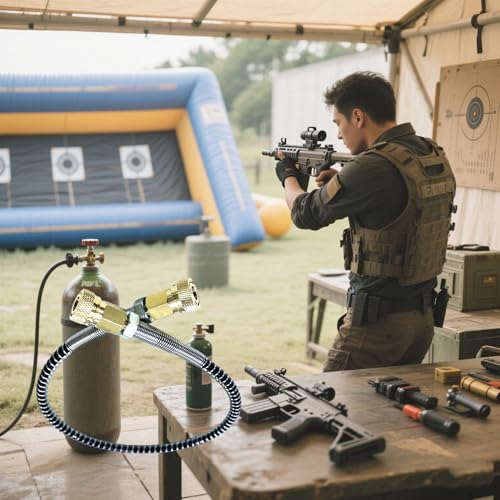 20-Inch Paintball Airsoft Fill Hose with 8mm Male Connector