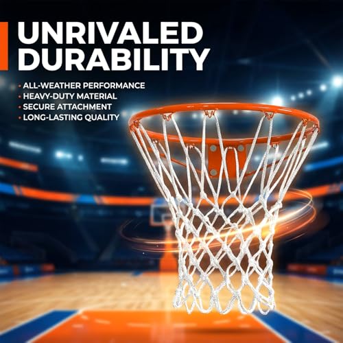 Heavy Duty Basketball Net Replacement - 12 Loop Nylon Outdoor Hoop Net