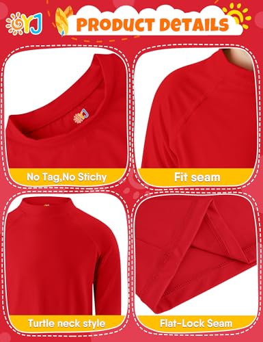 OYJ Boys Rash Guard Swim Shirt Long Sleeve UPF 50 SPF Toddler Kids Youth 2T-6Y Red