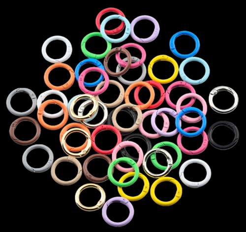 Colorful Round Carabiner Clips - 48pcs 1 Inch Key Ring Set