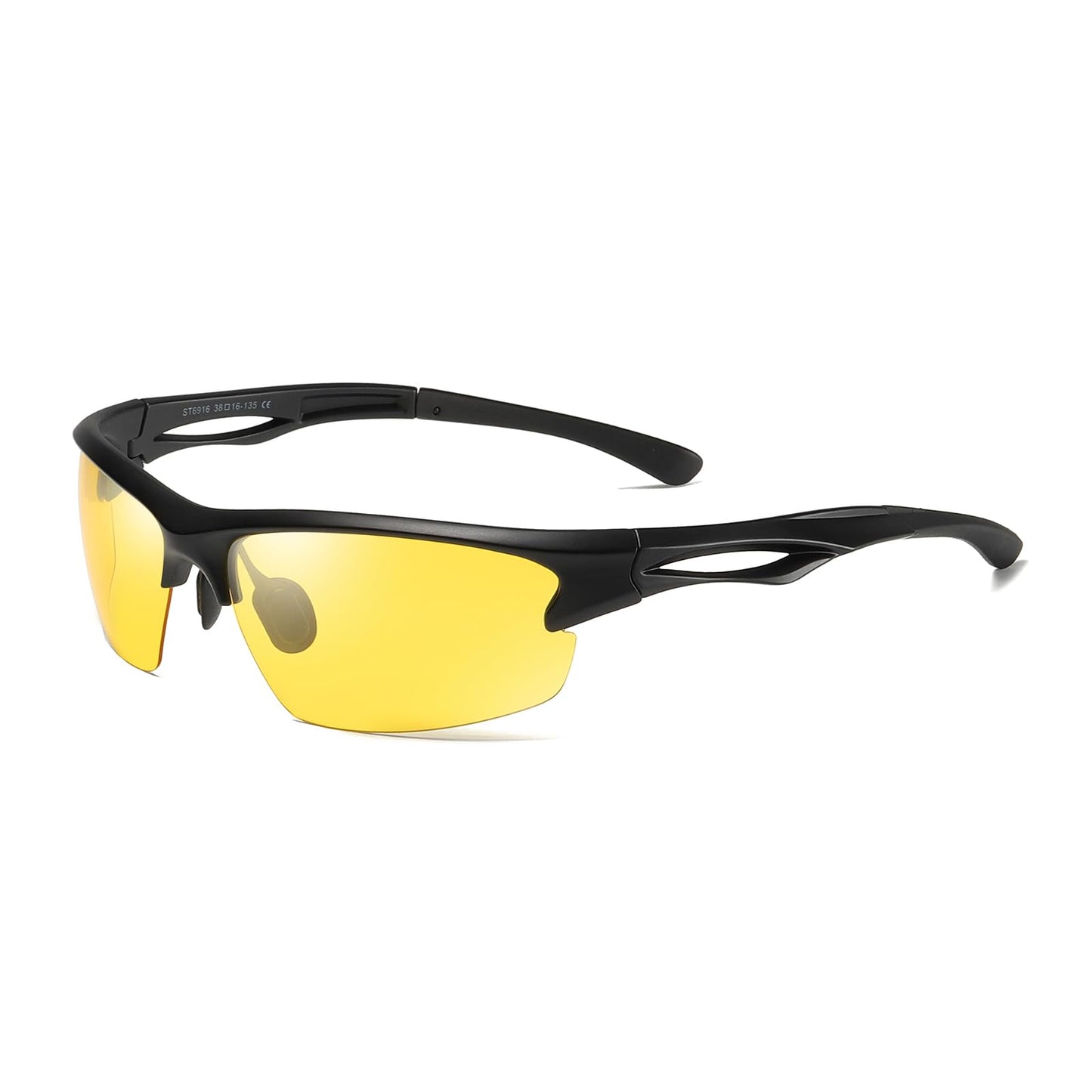 TICHSYGIA Cycling Sun Glasses Polarized Sports Black Sunglasses for Men,Wrap Around UV400 Protection for Fishing Driving