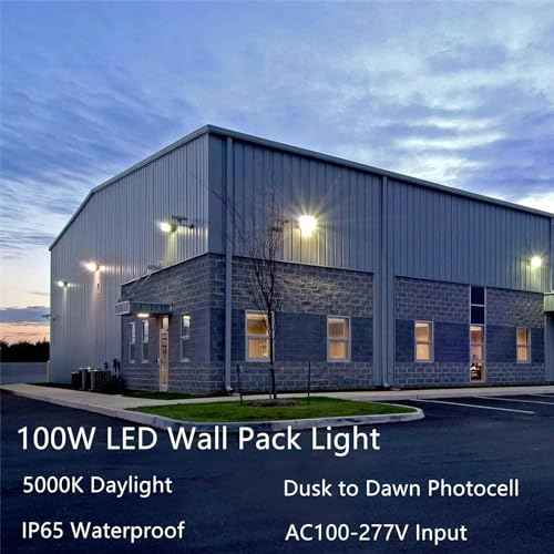 100W LED Wall Pack Dusk to Dawn, 13000Lm 5000K Daylight Commercial Security Lighting,400-600W MH Equivalent, 100-277V,ETL Certified Outdoor LED Wall Pack Light for Parking Lot Doorway House